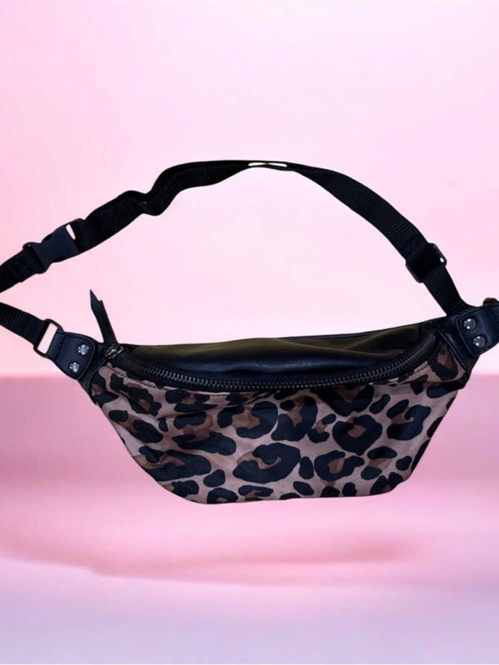 Leopard Print Faux Leather Belt Bag - Black & Brown